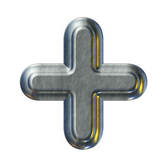 Poster - plus symbol 3d silver metallic style isolated on transparent background