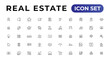 © artnazu - Real Estate minimal thin line web icon set. Included the icons as realty, property, mortgage, home loan and more. Outline icons collection.