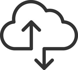 Poster - Technology icon vector cloud computing connection. Big data global server. Line design symbol.