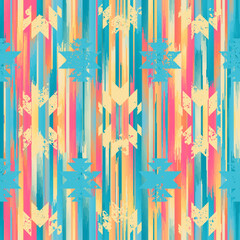 Aufkleber - Seamless striped pattern in Ikat style. Folk embroidery.. Aztec ikat style. Seamless vector image. Thin lines