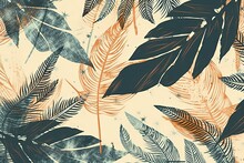 Background Vector Leaves Silhouettes Pattern Seamless Tropical Vintage
