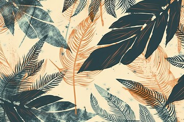 background Vector leaves silhouettes pattern seamless tropical Vintage