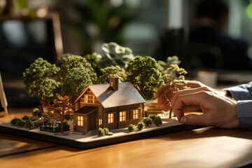 Poster - A homeowner making an online mortgage payment from a laptop. Concept of digital banking and financial management. Generative Ai.