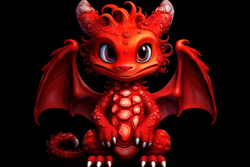 Wall Mural - A fantasy red dragon. Magical creature. Generative AI