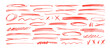 Underline and strike through red markers collection. Hand drawn vector underlines, crossed lines.