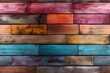  a close up of a wall made out of wooden planks with different colors of paint on the top and bottom of the boards and bottom of the planks.