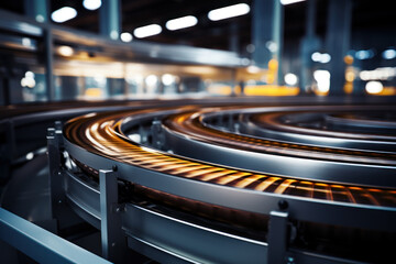 Poster - conveyor belts transporting products seamlessly through the various stages of the manufacturing proc
