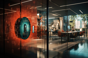 Aufkleber - a high-tech security and access control system, emphasizing the importance of data security and prot
