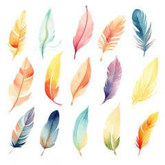 Naklejka na meble Watercolor Style Illustration of Colorful Feathers