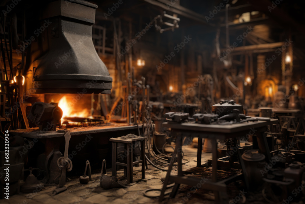 A rustic blacksmith forging tools and ironwork, representing essential ...