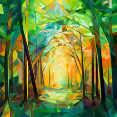 Poster - abstract prism-like patterns representing a rainforest canopy