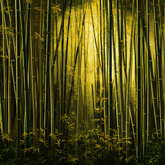 Poster - linear representations of a bamboo grove