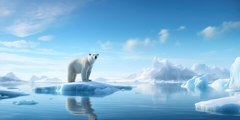 risk of global warming, polar bear on melting ice