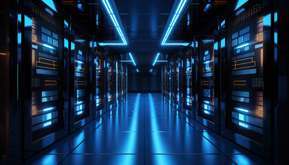 Poster - Server data room with no people