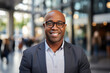 © Made360 - Portrait of a cheerful African American businessman in a suit outdoors conveying confidence and success in a corporate setting
