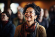 © Made360 - Smiling woman enjoying a positive atmosphere at a community event with audience engagement and cultural diversity