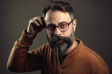 Wall Mural - hand glasses man bearded portrait