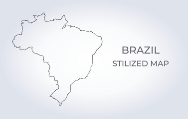  Map of Brazil in a stylized minimalist style. Simple illustration of the country map.