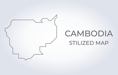 Naklejka na meble Map of Cambodia in a stylized minimalist style. Simple illustration of the country map.