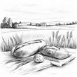 © Lena - linear drawing of a rye bread and a baguette