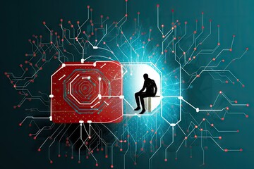 Poster - collage art network, protection computer Hacking
