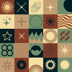 Aufkleber - Simple geometric abstract vector pattern. Swiss Design Shapes. Bauhaus Decorative Background. Brutalist Graphic Artwork.