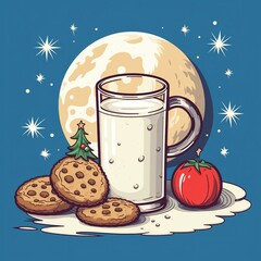 Sticker - christmas cookies and milk