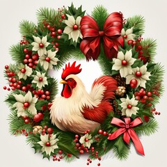 Poster - christmas wreath on white