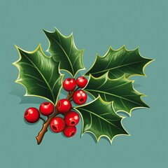 Sticker - christmas holly and berries