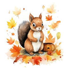 Wall Mural - squirrel with acorn