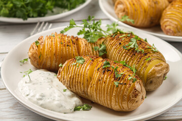 Canvas Print - Country baked potatoes. Potato dish