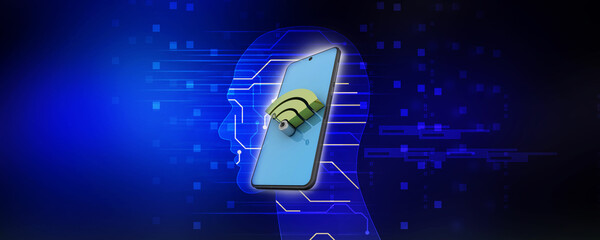 Poster - 3d illustration Transmitter mobile WiFi