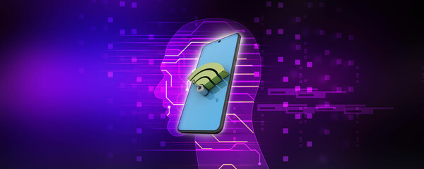 Poster - 3d illustration Transmitter mobile WiFi