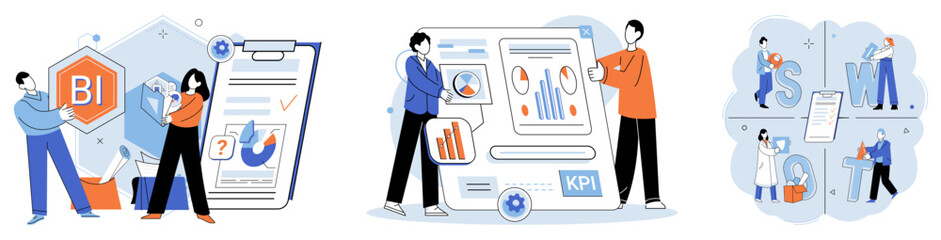 Fototapete - Analysis tool. Business intelligence. Vector illustration Vectors are used for scalable and high-quality illustrations Illustrations convey ideas visually and attractively Datanalysis uncovers