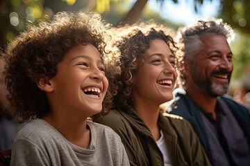 Wall Mural - Joyful family moment depicting generational bonding in nature suitable for lifestyle and family-related industries