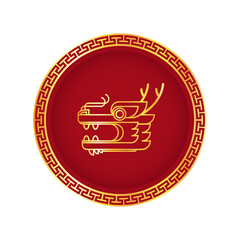 Wall Mural - Happy Chinese new year 2024 the dragon zodiac sign. Lantern, Asian elements gold. Happy new year 2024 year of the dragon. Dragon head logo. 