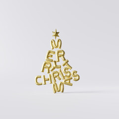 Wall Mural - Creative Christmas tree made of font balloons on white background. Minimal concept. 3d rendering