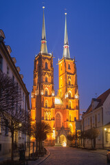 Wall Mural - NIght in Wroclav - View of the Cathedral