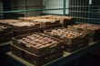Boxes with delicious pastries desserts. Confectionary bakery goods stored in packages. Generate ai