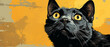 Niedliche schwarze Katze mit intensivem Blick