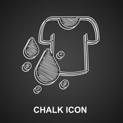 Canvas Print - Chalk Dirty t-shirt icon isolated on black background. Vector