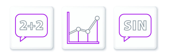 Poster - Set line Mathematics function sine, Equation solution and Graph, schedule, chart, diagram icon. Vector