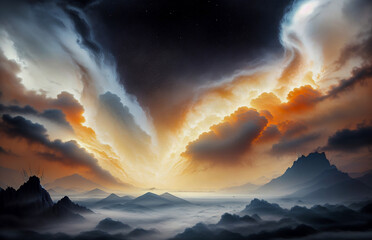 Wall Mural - celestial surface abstraction clouds sky lightning