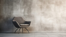 Interior Modern Living - Grey Wall With White Chair On Concrete Floor