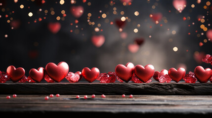 Wall Mural - Valentines day background with hearts