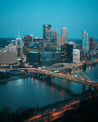 Poster - Blue hour view from Mount Washington, Pittsburgh, Pennsylvania