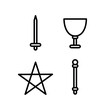 Vector set of Tarot Suits Elements Minor Arcana. Cups, swords, wands, and pentacles isolated on a white background