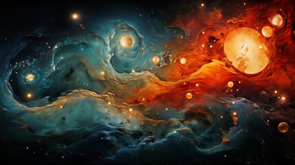 Wall Mural - abstraction, different materials, different shapes and colors and lighting, AI generation