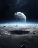 Fototapeta Przestrzenne - view of earth from moon surface