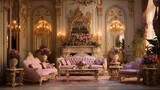 Living room in Rococo style, ai generative